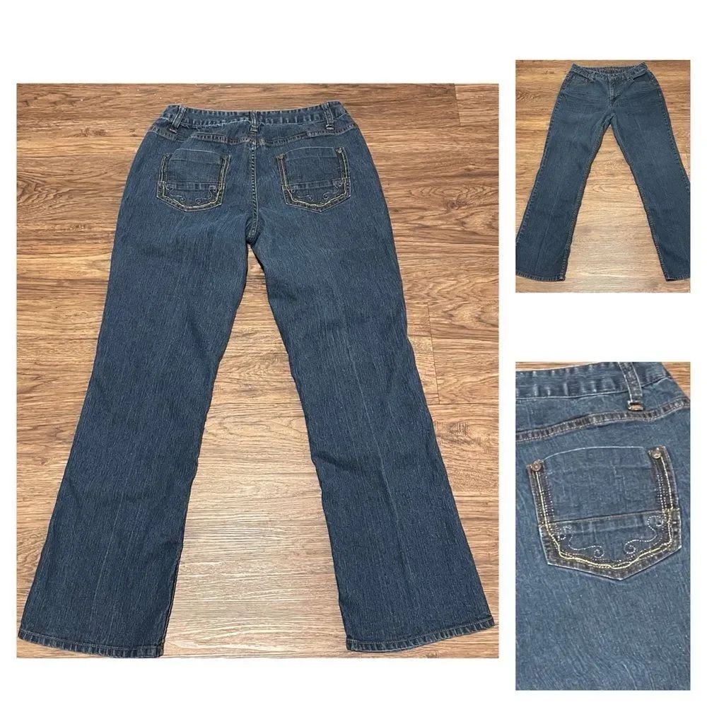D’ Jeans Bootcut Classic Blue Women's Jeans Size 10 Blue with Tan Stitching